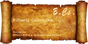 Bihary Csinszka névjegykártya